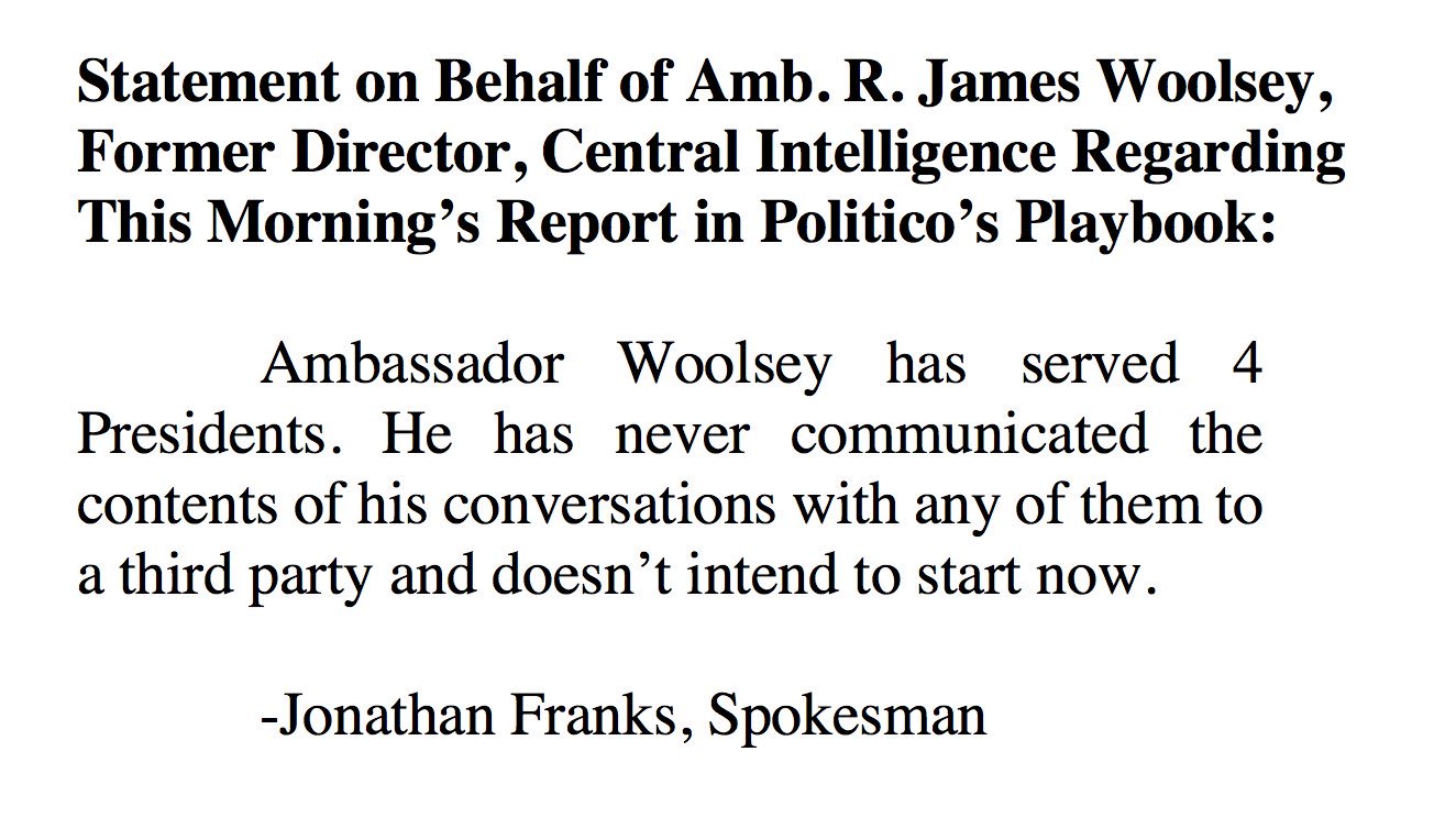 Franks statement on Woolsey 
