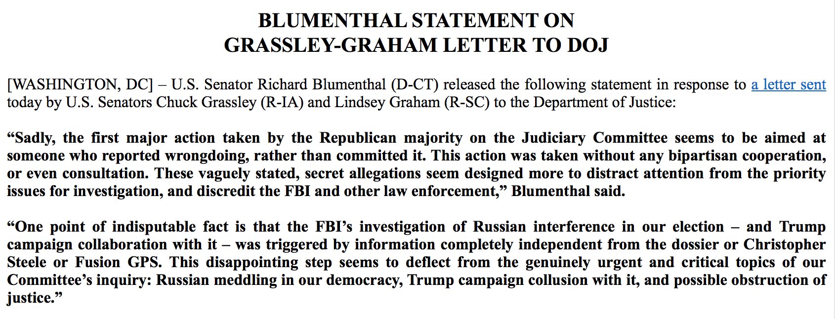 Blumenthal statement 