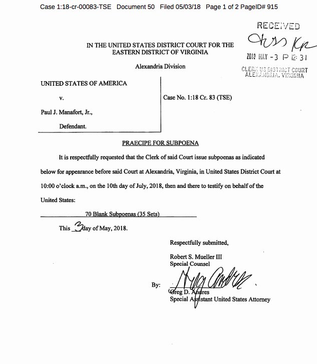 70 blank subpoenas