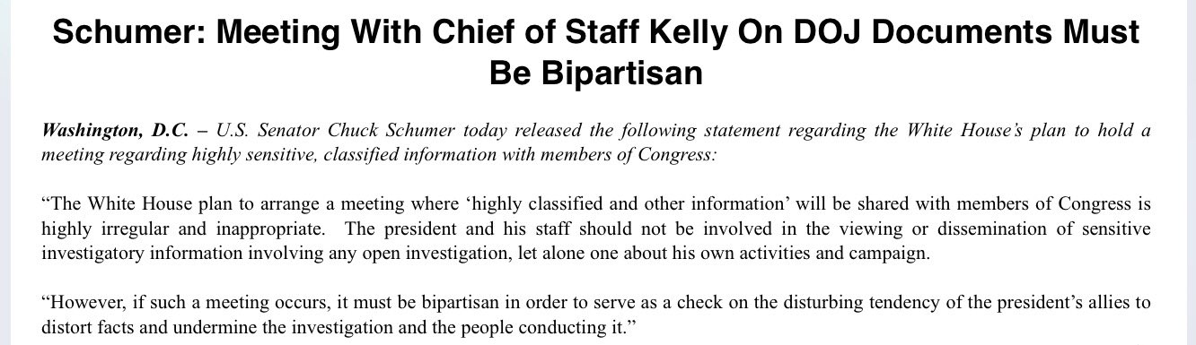 schumer statement
