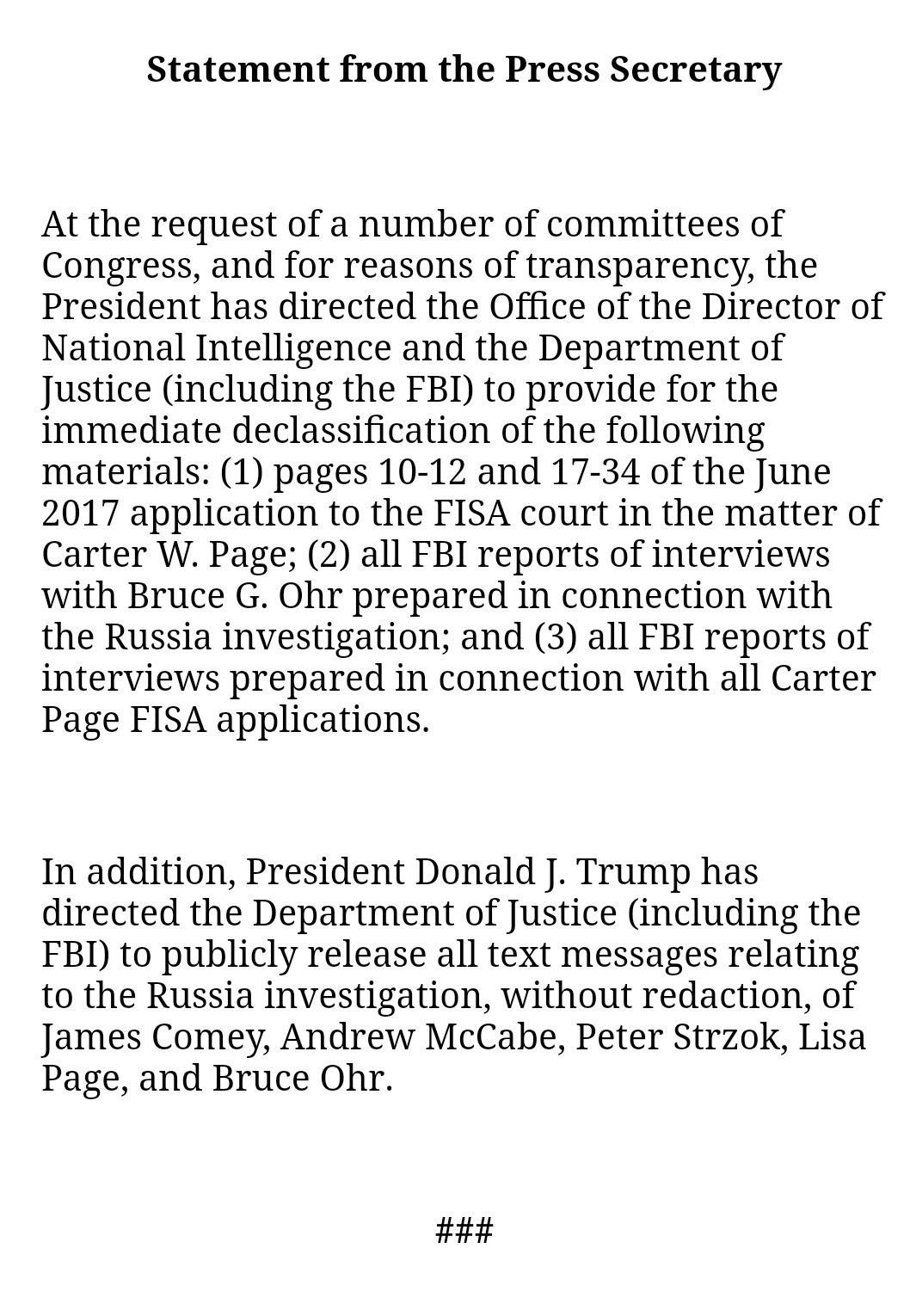 statement on FISA 