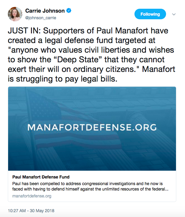manafort tweet fund