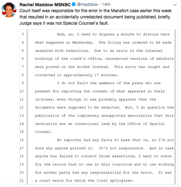 maddow tweet