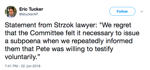 strzok tweet ap