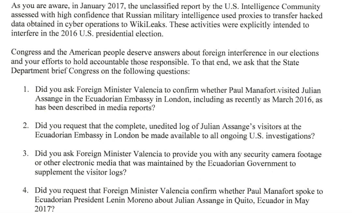pompeo letter